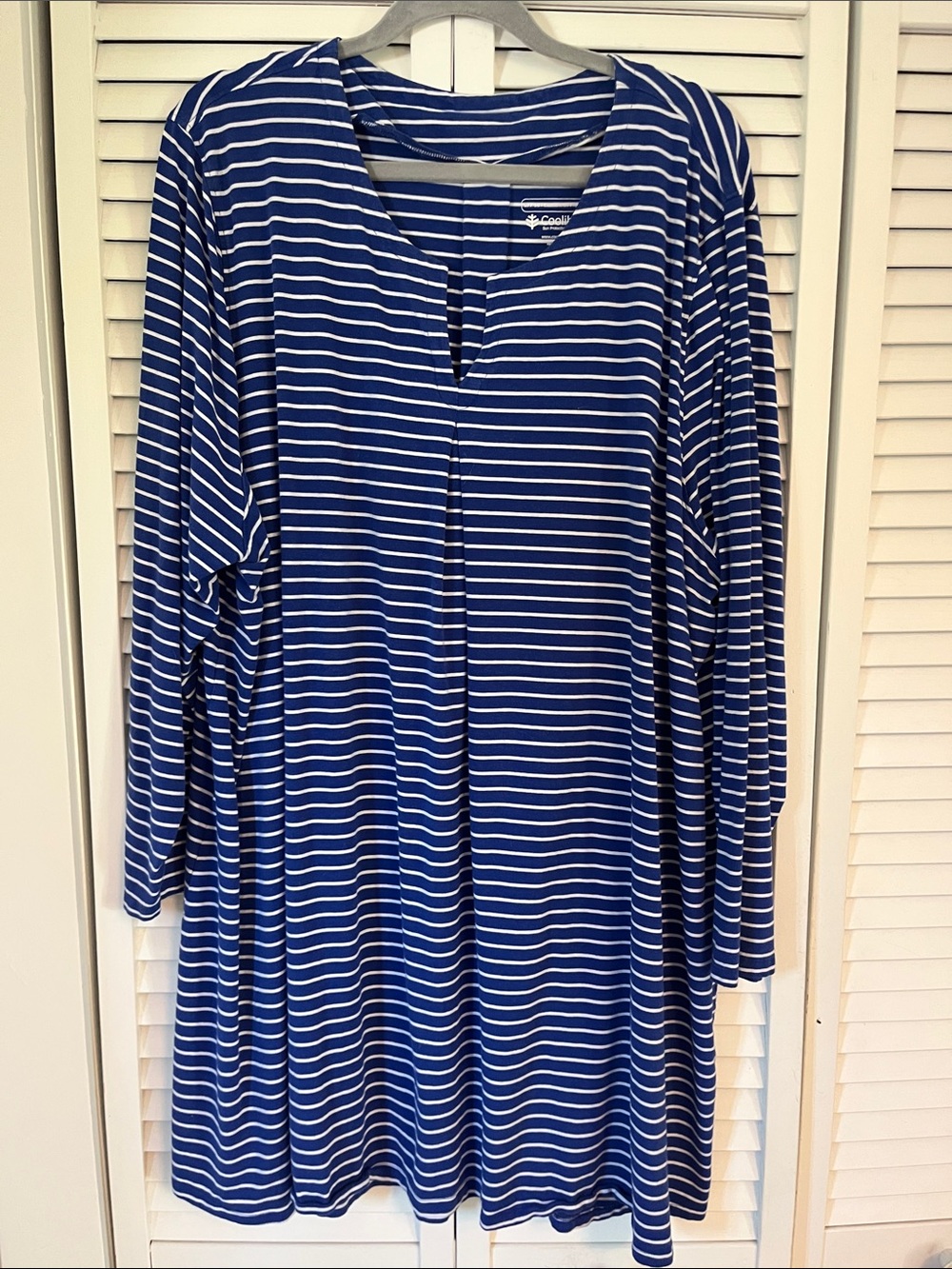 Coolibar Citywalk Tunic Dress Blue and White Striped Sz 3X